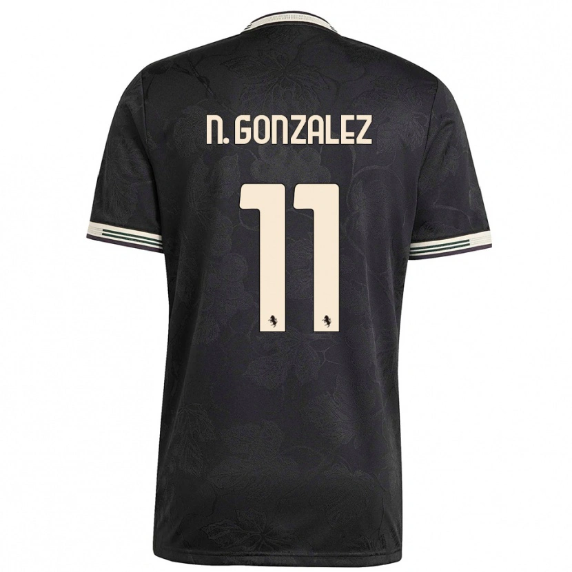 Danxen Niño Camiseta Nico González #11 Negro Blanco Verde Equipación Tercera 2025/26 La Camisa