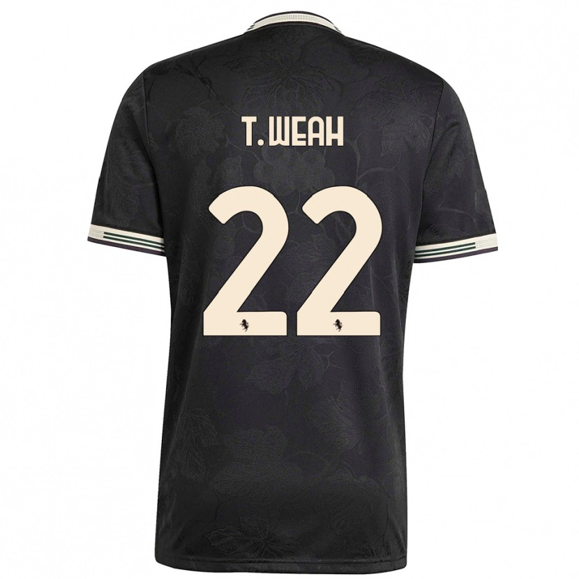 Danxen Niño Camiseta Timothy Weah #22 Negro Blanco Verde Equipación Tercera 2025/26 La Camisa