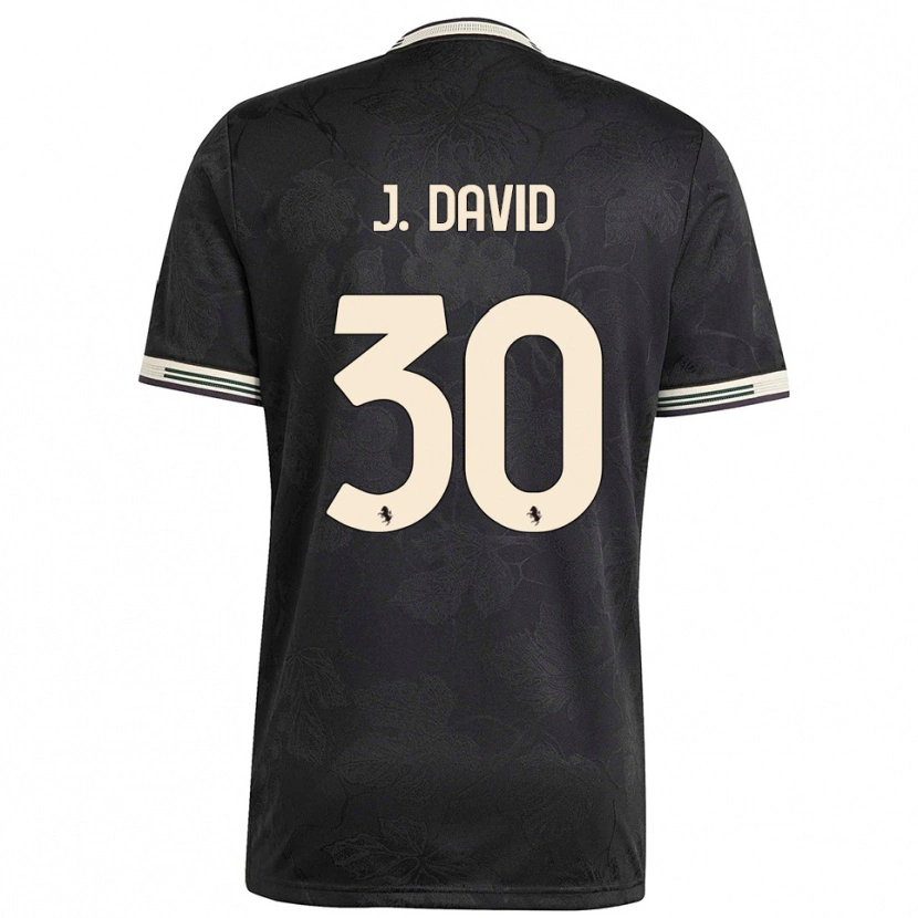 Danxen Niño Camiseta Jonathan David #30 Negro Blanco Verde Equipación Tercera 2025/26 La Camisa