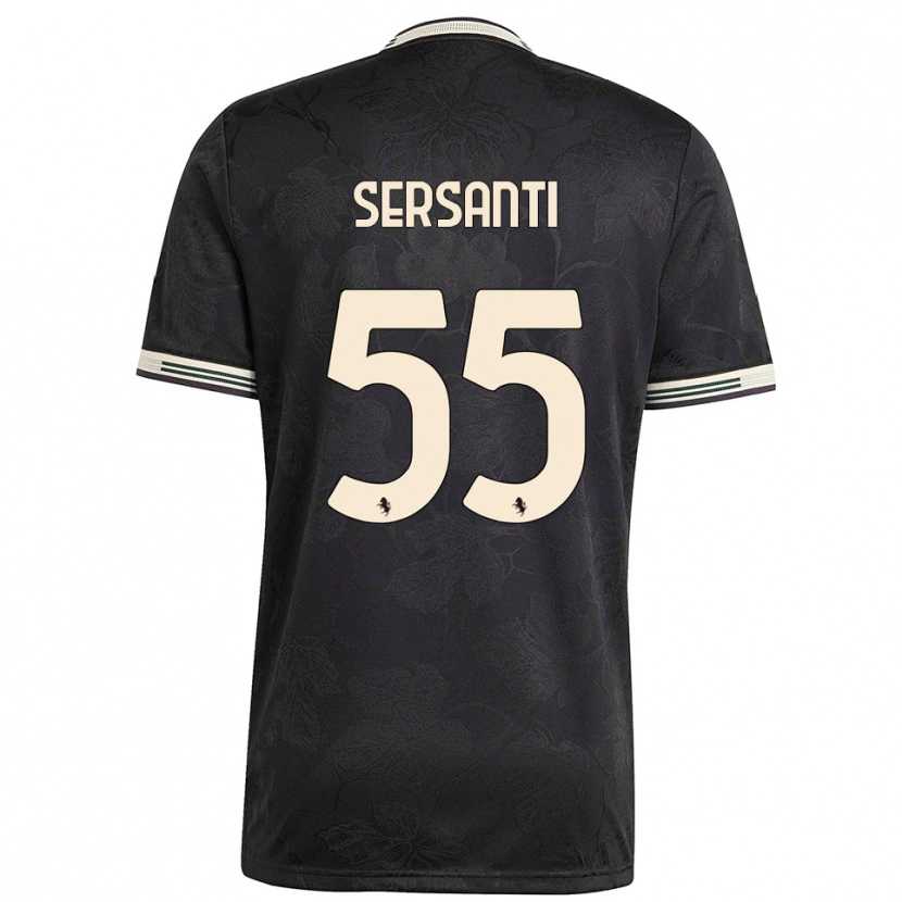 Danxen Niño Camiseta Alessandro Sersanti #55 Negro Blanco Verde Equipación Tercera 2025/26 La Camisa
