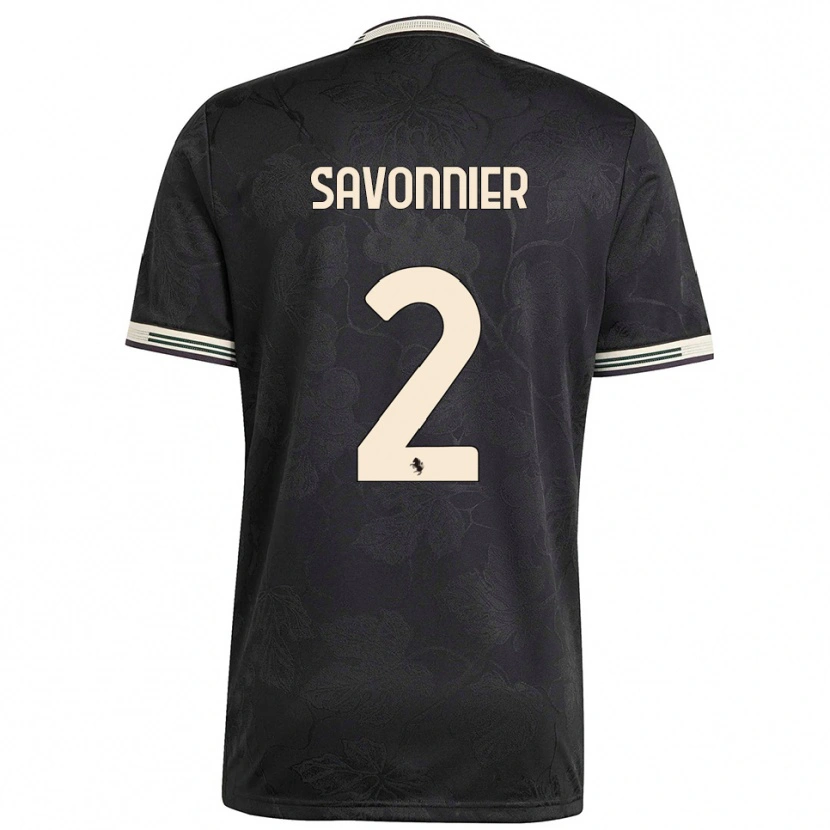 Danxen Niño Camiseta Nelson Savonnier #2 Negro Blanco Verde Equipación Tercera 2025/26 La Camisa