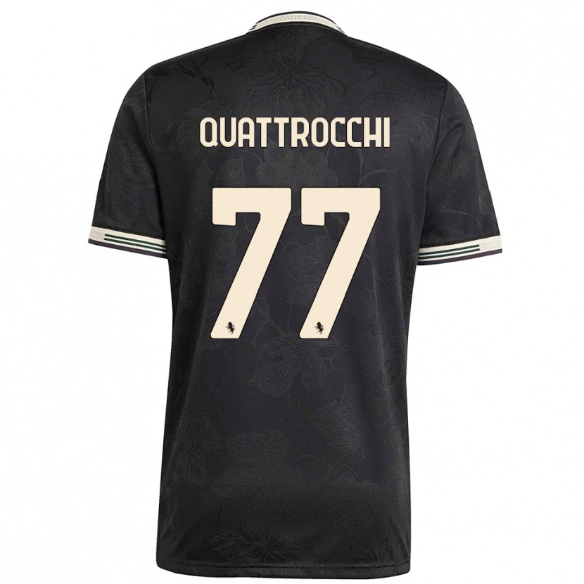 Danxen Niño Camiseta Juan Ignacio Quattrocchi #77 Negro Blanco Verde Equipación Tercera 2025/26 La Camisa
