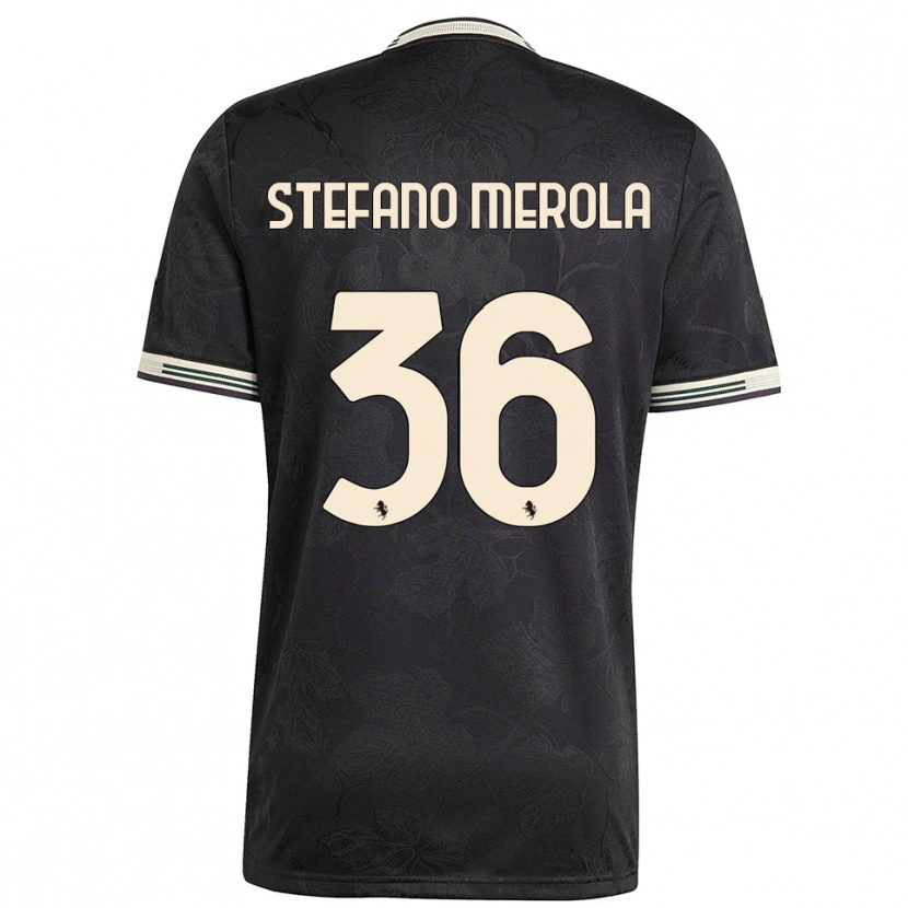 Danxen Niño Camiseta Antonio Stefano Merola #36 Negro Blanco Verde Equipación Tercera 2025/26 La Camisa