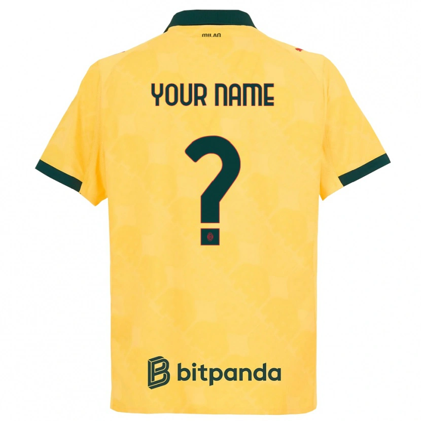 Danxen Niño Camiseta Su Nombre #0 Amarillo Negro Equipación Tercera 2025/26 La Camisa