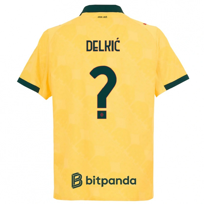 Danxen Niño Camiseta Dino Delkić #0 Amarillo Negro Equipación Tercera 2025/26 La Camisa