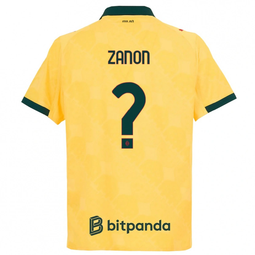 Danxen Niño Camiseta Thomas Zanon #0 Amarillo Negro Equipación Tercera 2025/26 La Camisa