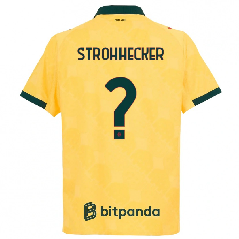 Danxen Niño Camiseta Riccardo Strohhecker #0 Amarillo Negro Equipación Tercera 2025/26 La Camisa