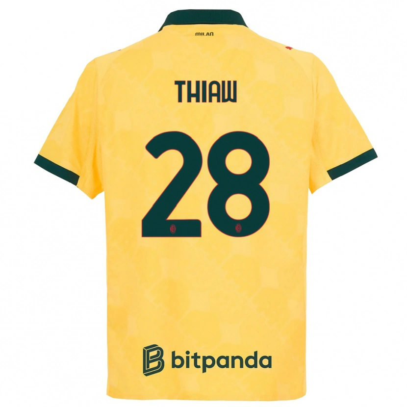Danxen Niño Camiseta Malick Thiaw #28 Amarillo Negro Equipación Tercera 2025/26 La Camisa