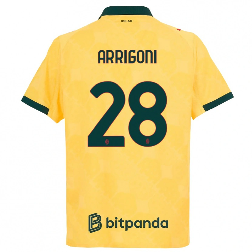 Danxen Niño Camiseta Giorgia Arrigoni #28 Amarillo Negro Equipación Tercera 2025/26 La Camisa