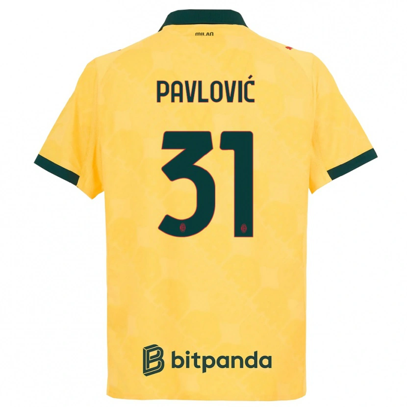 Danxen Niño Camiseta Strahinja Pavlović #31 Amarillo Negro Equipación Tercera 2025/26 La Camisa