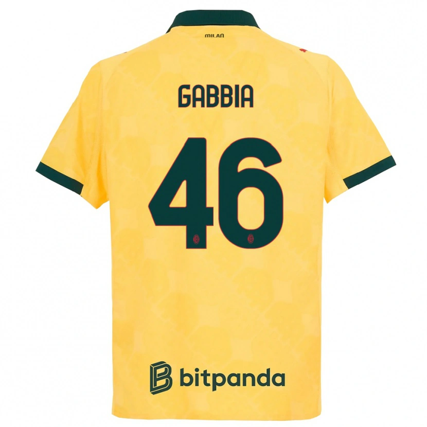 Danxen Niño Camiseta Matteo Gabbia #46 Amarillo Negro Equipación Tercera 2025/26 La Camisa