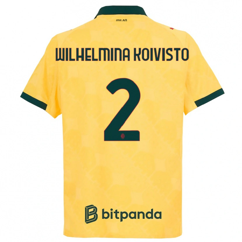Danxen Niño Camiseta Emma Wilhelmina Koivisto #2 Amarillo Negro Equipación Tercera 2025/26 La Camisa