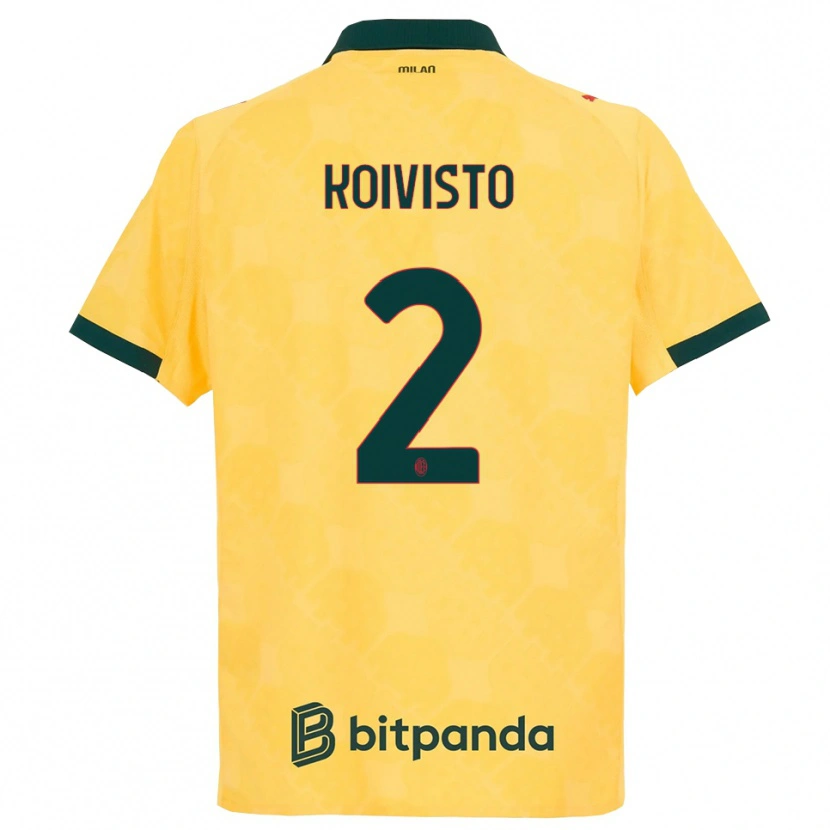 Danxen Niño Camiseta Emma Koivisto #2 Amarillo Negro Equipación Tercera 2025/26 La Camisa
