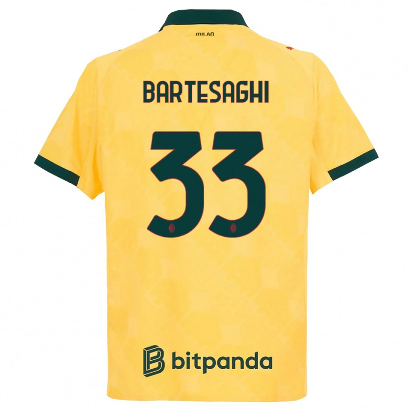 Danxen Niño Camiseta Davide Bartesaghi #33 Amarillo Negro Equipación Tercera 2025/26 La Camisa