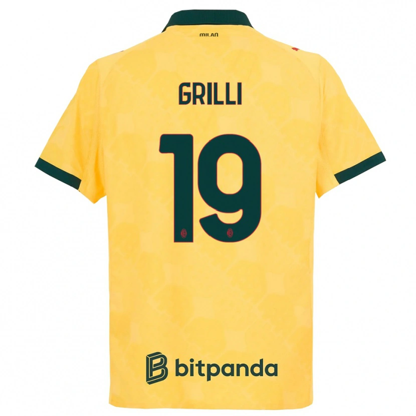 Danxen Niño Camiseta Lorenzo Grilli #19 Amarillo Negro Equipación Tercera 2025/26 La Camisa