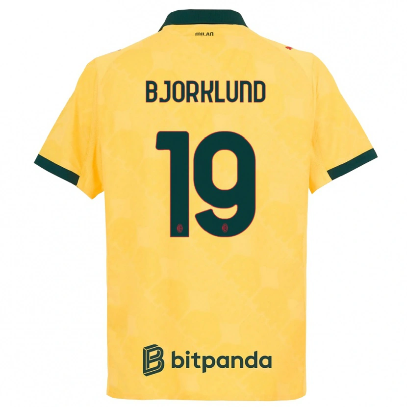 Danxen Niño Camiseta Lukas Bjorklund #19 Amarillo Negro Equipación Tercera 2025/26 La Camisa
