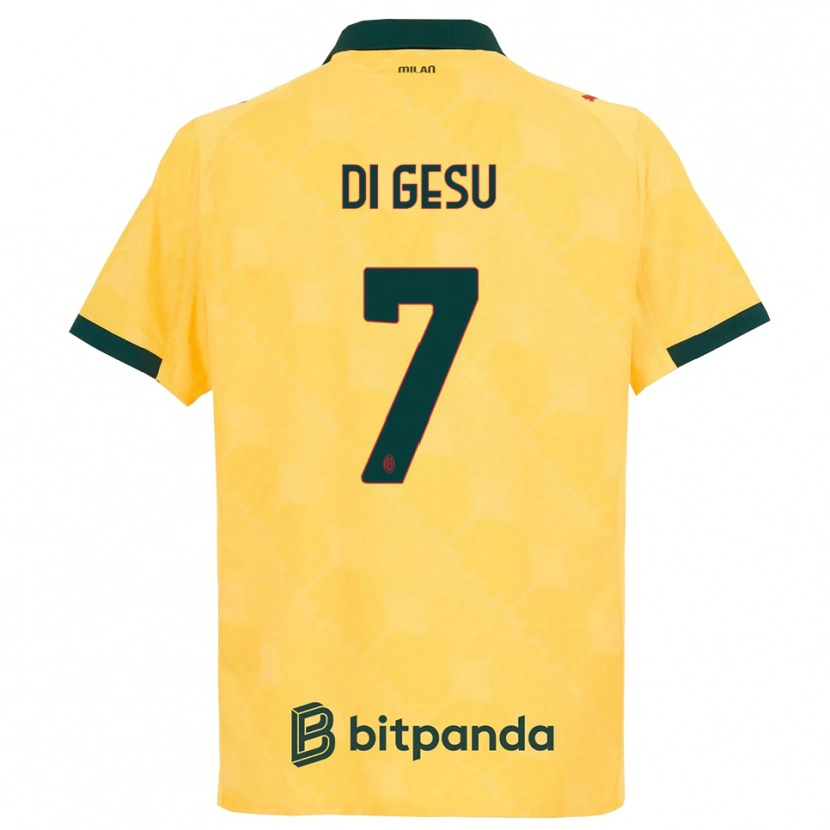 Danxen Niño Camiseta Enrico Di Gesu #7 Amarillo Negro Equipación Tercera 2025/26 La Camisa