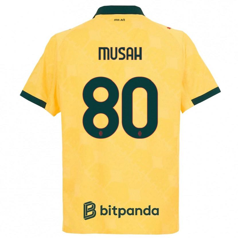Danxen Niño Camiseta Yunus Musah #80 Amarillo Negro Equipación Tercera 2025/26 La Camisa