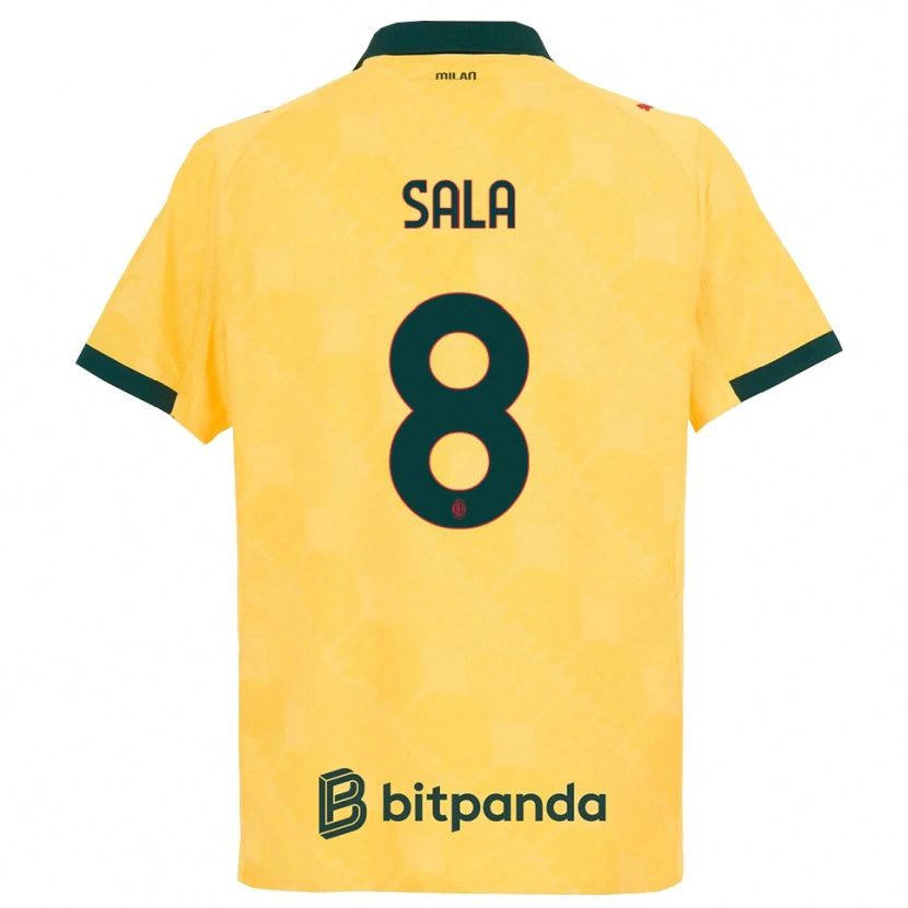 Danxen Niño Camiseta Emanuele Sala #8 Amarillo Negro Equipación Tercera 2025/26 La Camisa
