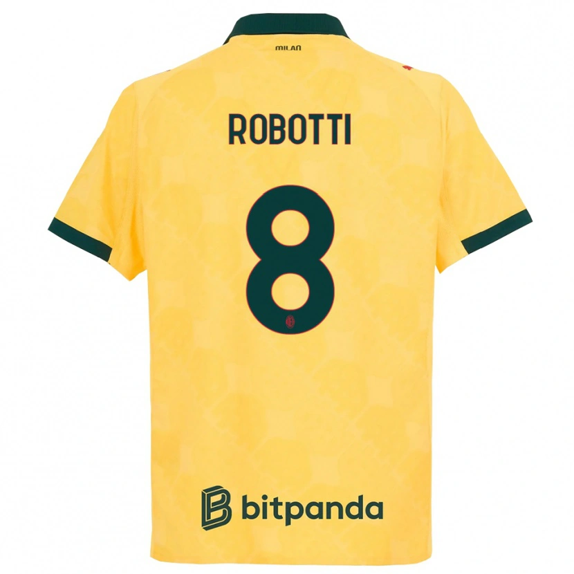 Danxen Niño Camiseta Giovanni Robotti #8 Amarillo Negro Equipación Tercera 2025/26 La Camisa