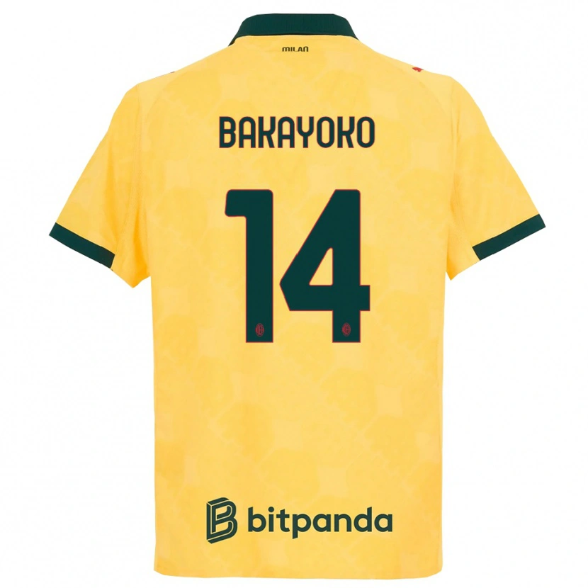 Danxen Niño Camiseta Tiemoue Bakayoko #14 Amarillo Negro Equipación Tercera 2025/26 La Camisa