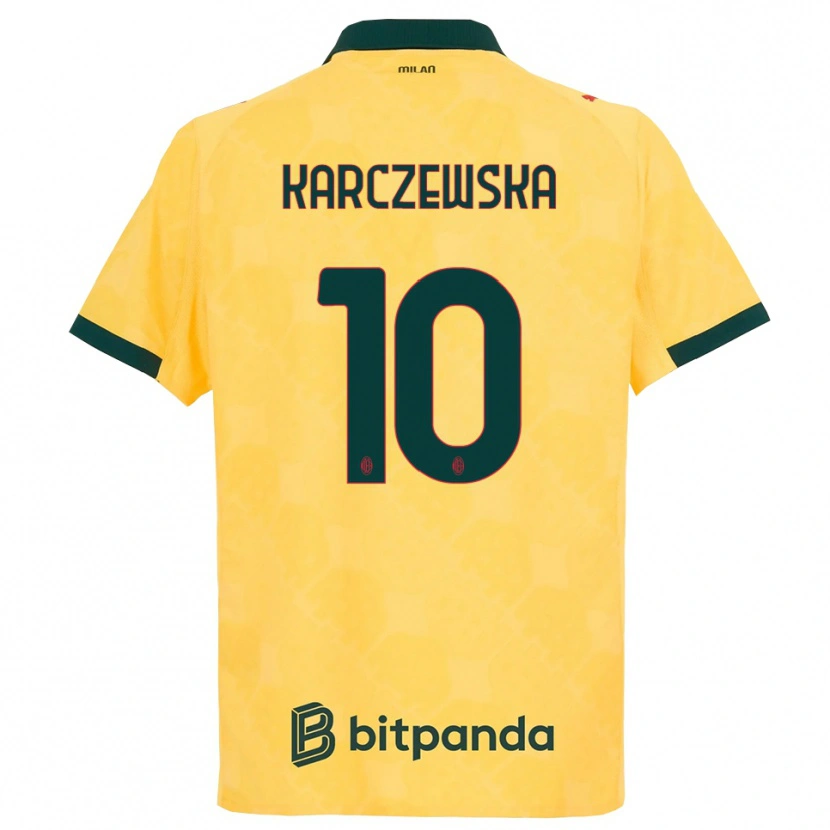 Danxen Niño Camiseta Nikola Karczewska #10 Amarillo Negro Equipación Tercera 2025/26 La Camisa