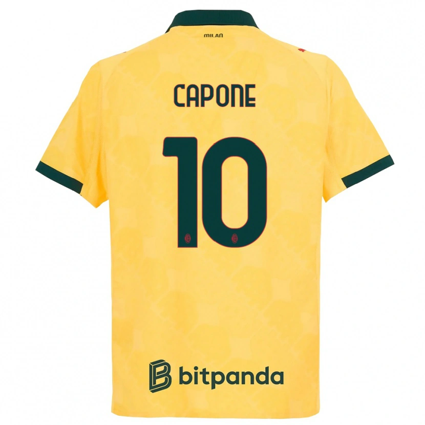 Danxen Niño Camiseta Andrea Capone #10 Amarillo Negro Equipación Tercera 2025/26 La Camisa