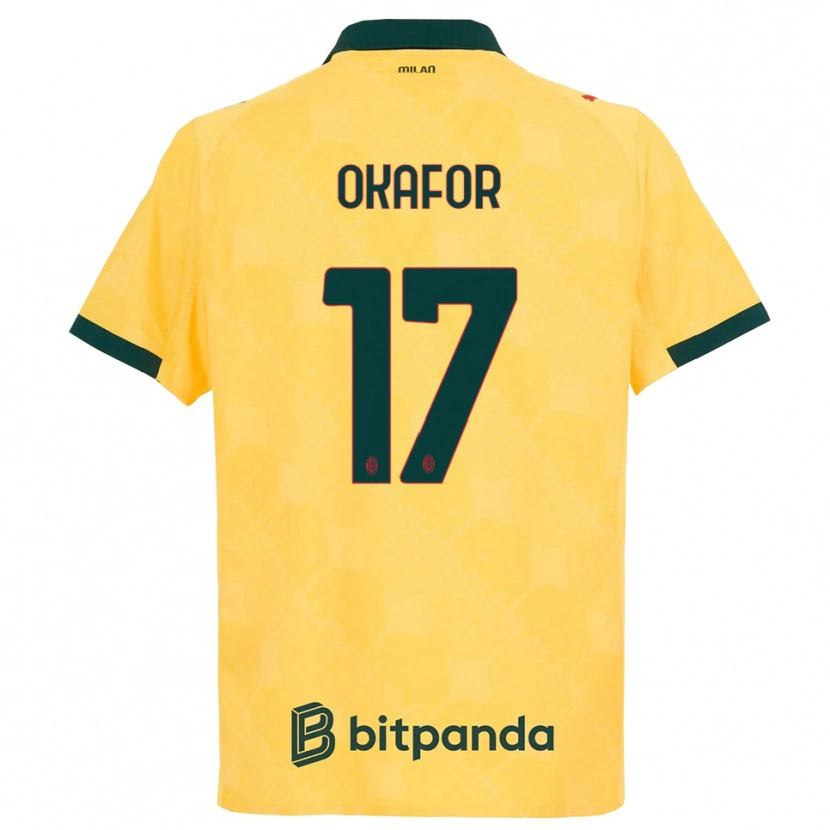 Danxen Niño Camiseta Noah Okafor #17 Amarillo Negro Equipación Tercera 2025/26 La Camisa