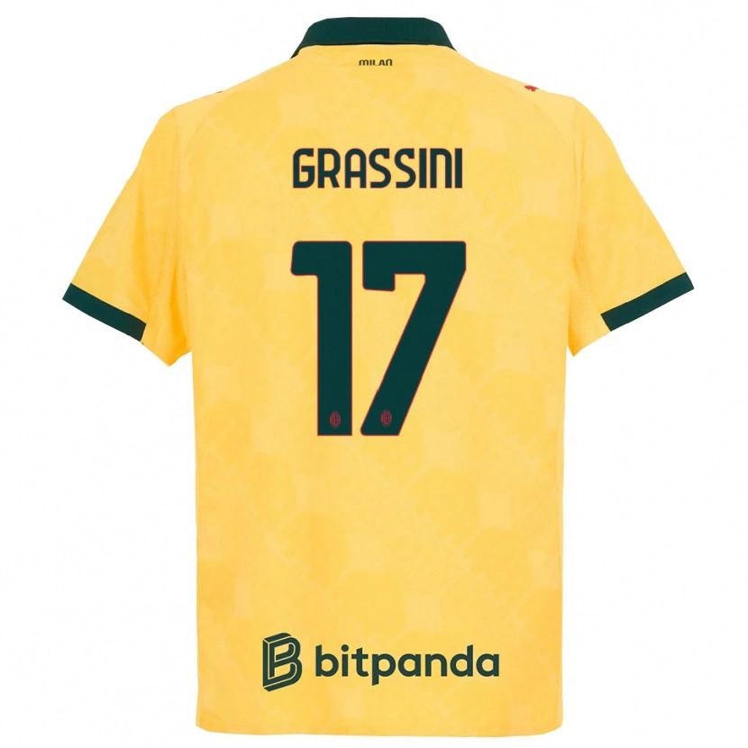 Danxen Niño Camiseta Riccardo Grassini #17 Amarillo Negro Equipación Tercera 2025/26 La Camisa