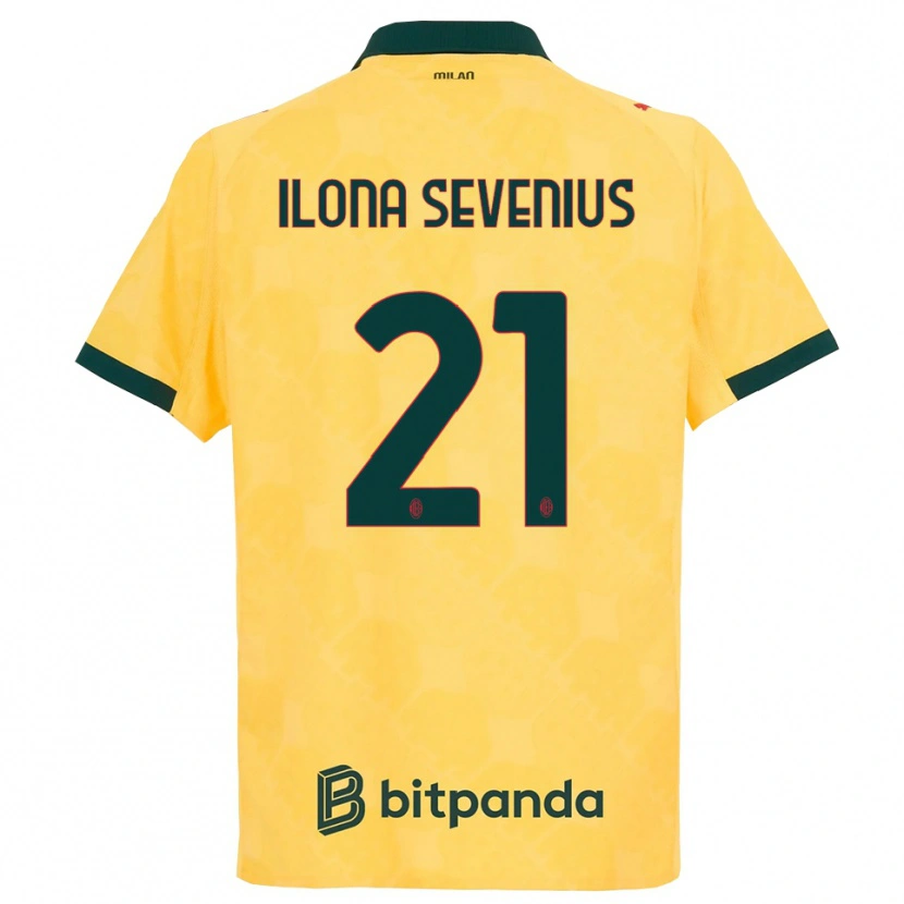 Danxen Niño Camiseta Oona Ilona Sevenius #21 Amarillo Negro Equipación Tercera 2025/26 La Camisa