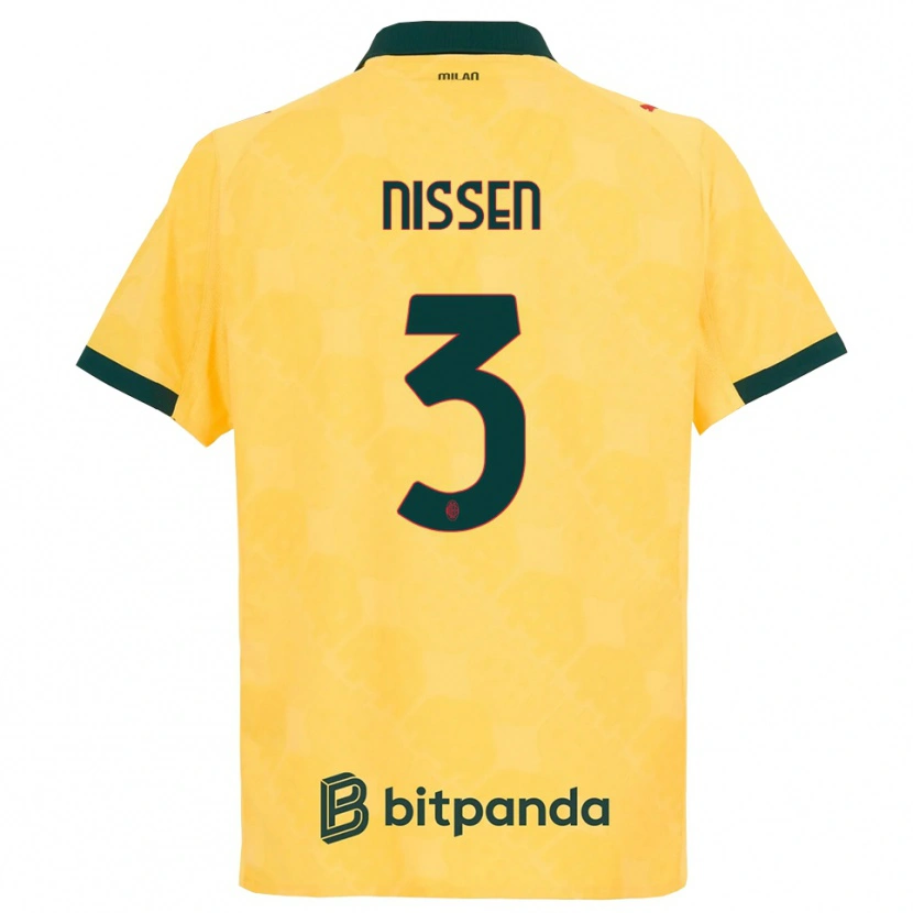 Danxen Niño Camiseta Fredrik Nissen #3 Amarillo Negro Equipación Tercera 2025/26 La Camisa