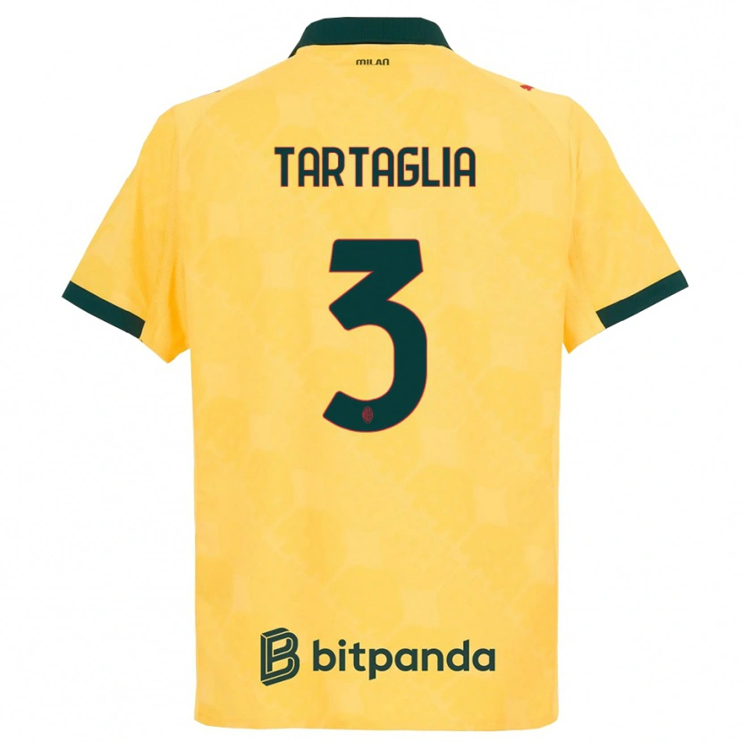 Danxen Niño Camiseta Edoardo Tartaglia #3 Amarillo Negro Equipación Tercera 2025/26 La Camisa