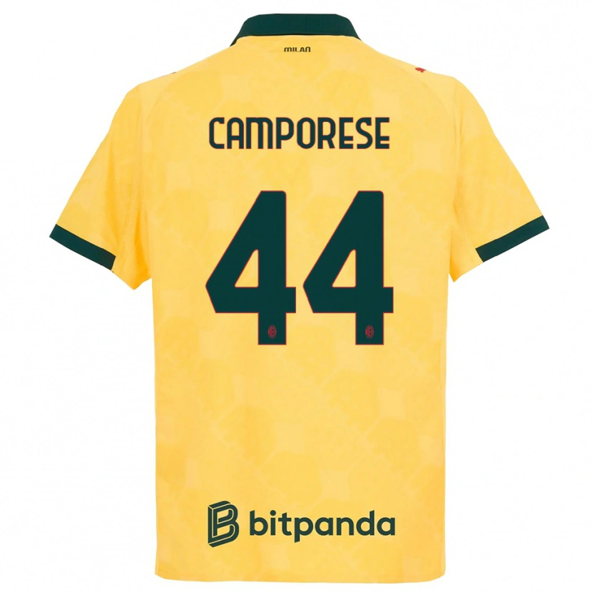 Danxen Niño Camiseta Michele Camporese #44 Amarillo Negro Equipación Tercera 2025/26 La Camisa
