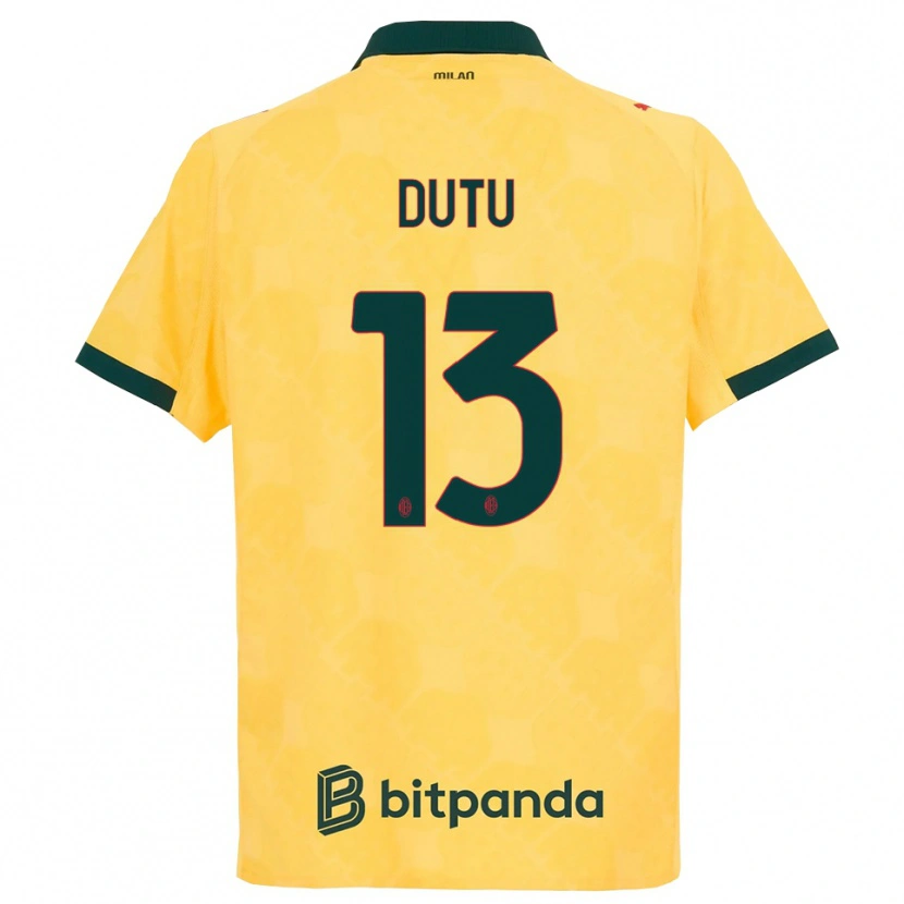 Danxen Niño Camiseta Matteo Duțu #13 Amarillo Negro Equipación Tercera 2025/26 La Camisa