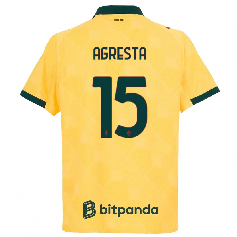 Danxen Niño Camiseta Stefano Agresta #15 Amarillo Negro Equipación Tercera 2025/26 La Camisa