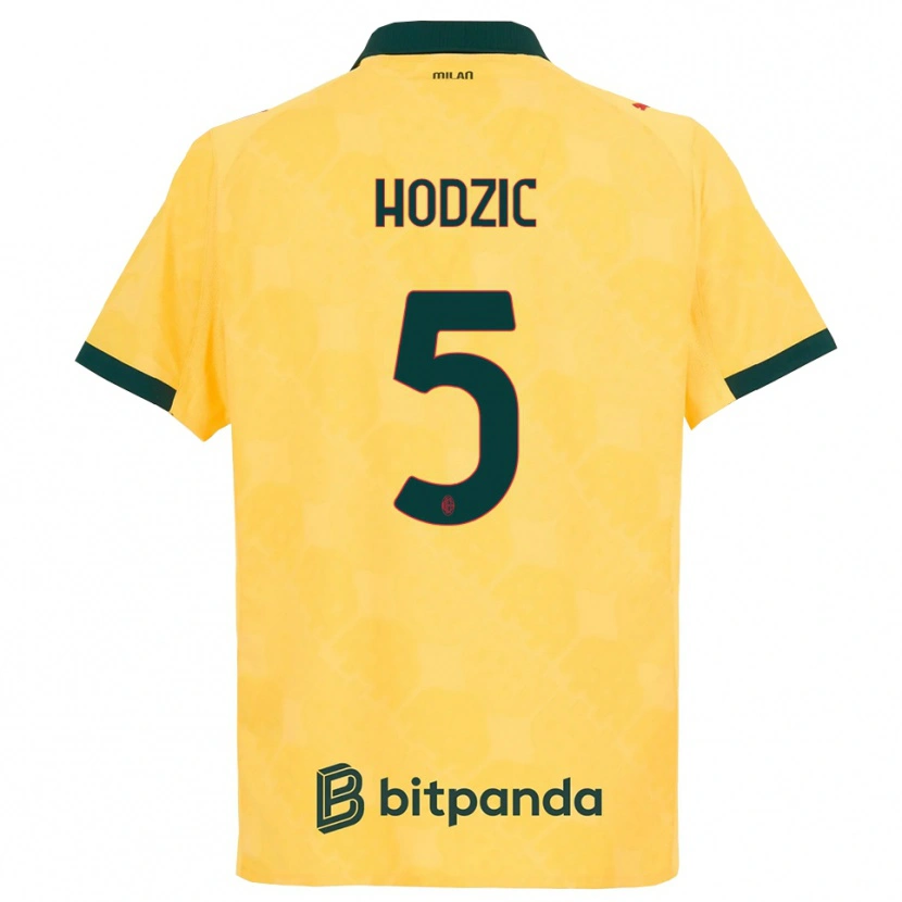 Danxen Niño Camiseta Demirel Hodzic #5 Amarillo Negro Equipación Tercera 2025/26 La Camisa