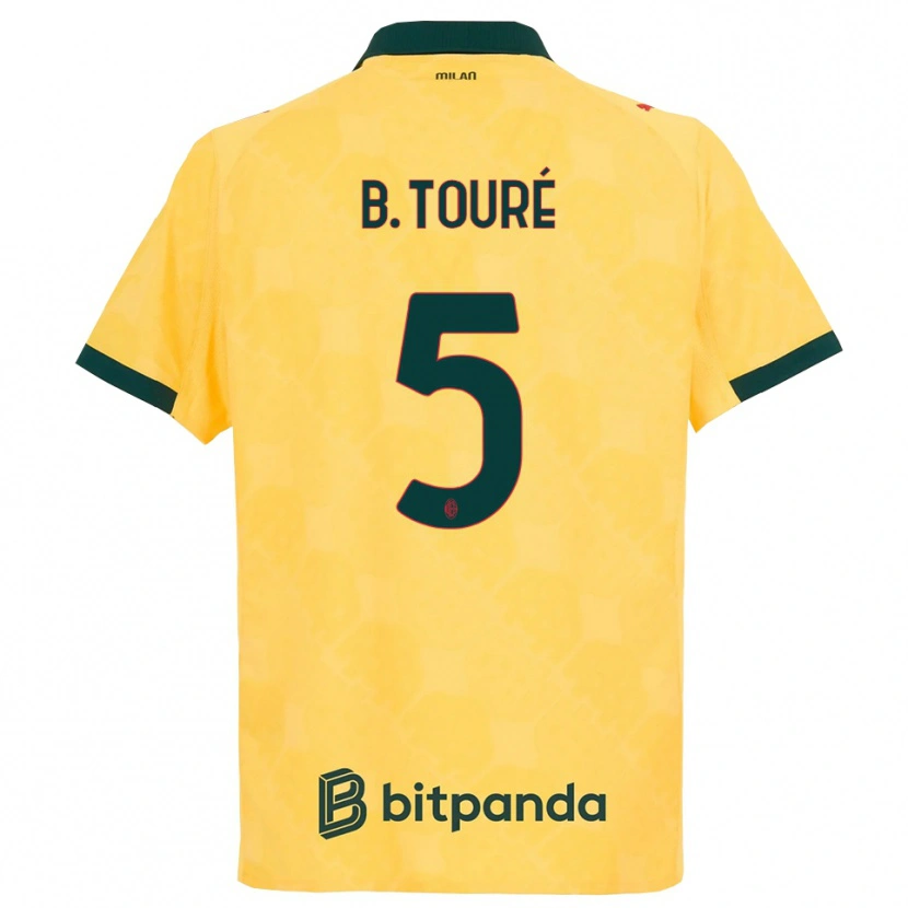 Danxen Niño Camiseta Fode Ballo-Toure #5 Amarillo Negro Equipación Tercera 2025/26 La Camisa