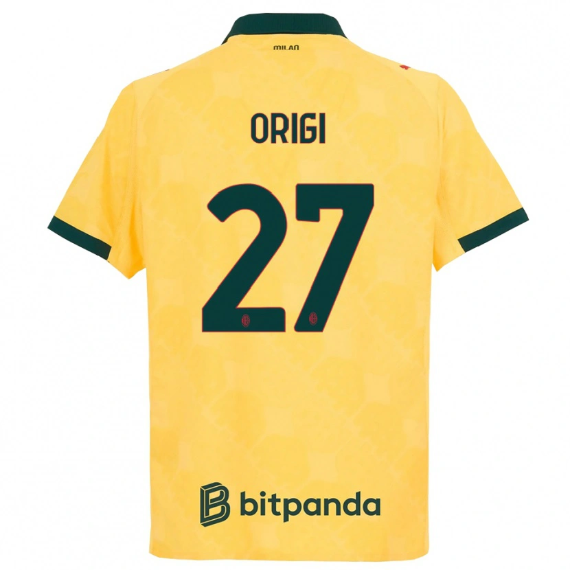 Danxen Niño Camiseta Divock Origi #27 Amarillo Negro Equipación Tercera 2025/26 La Camisa