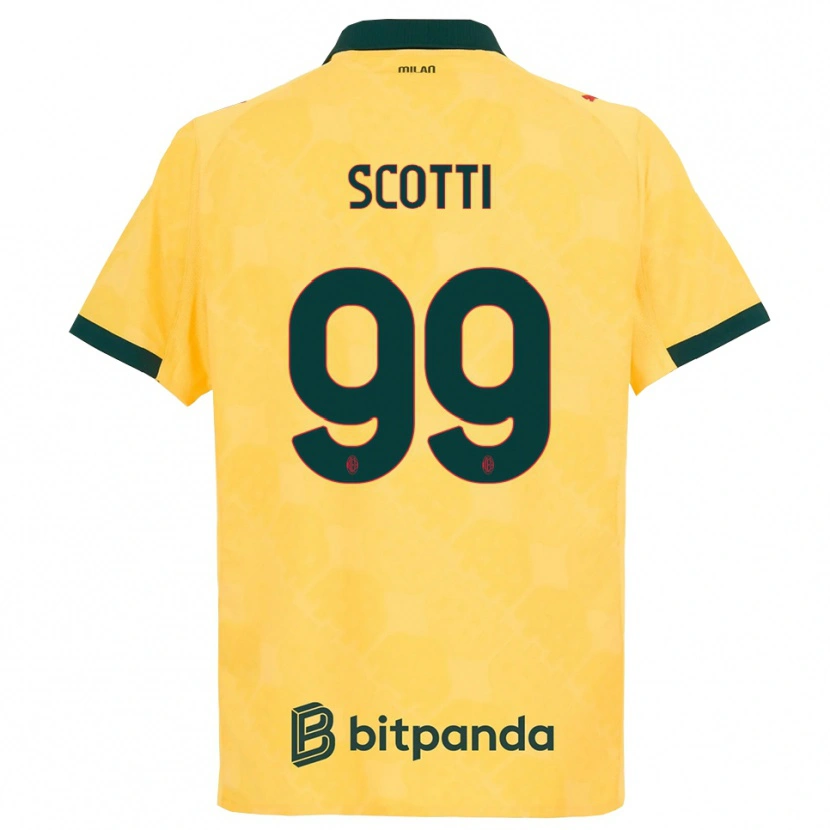 Danxen Niño Camiseta Filippo Scotti #99 Amarillo Negro Equipación Tercera 2025/26 La Camisa