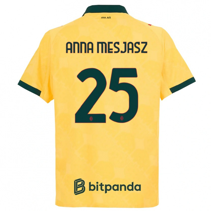 Danxen Niño Camiseta Małgorzata Anna Mesjasz #25 Amarillo Negro Equipación Tercera 2025/26 La Camisa