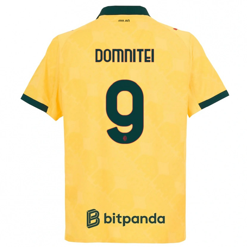 Danxen Niño Camiseta Francesco Domniței #9 Amarillo Negro Equipación Tercera 2025/26 La Camisa