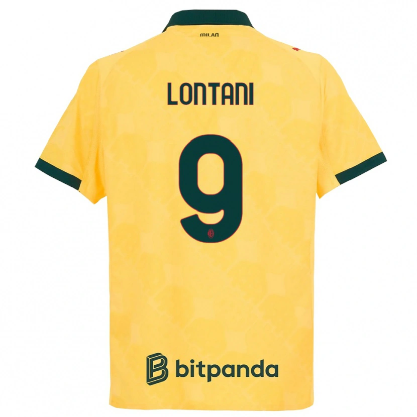 Danxen Niño Camiseta Simone Lontani #9 Amarillo Negro Equipación Tercera 2025/26 La Camisa