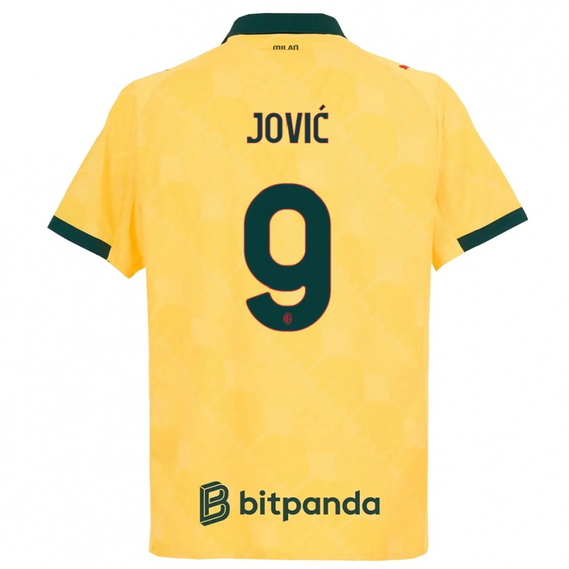 Danxen Niño Camiseta Luka Jovic #9 Amarillo Negro Equipación Tercera 2025/26 La Camisa
