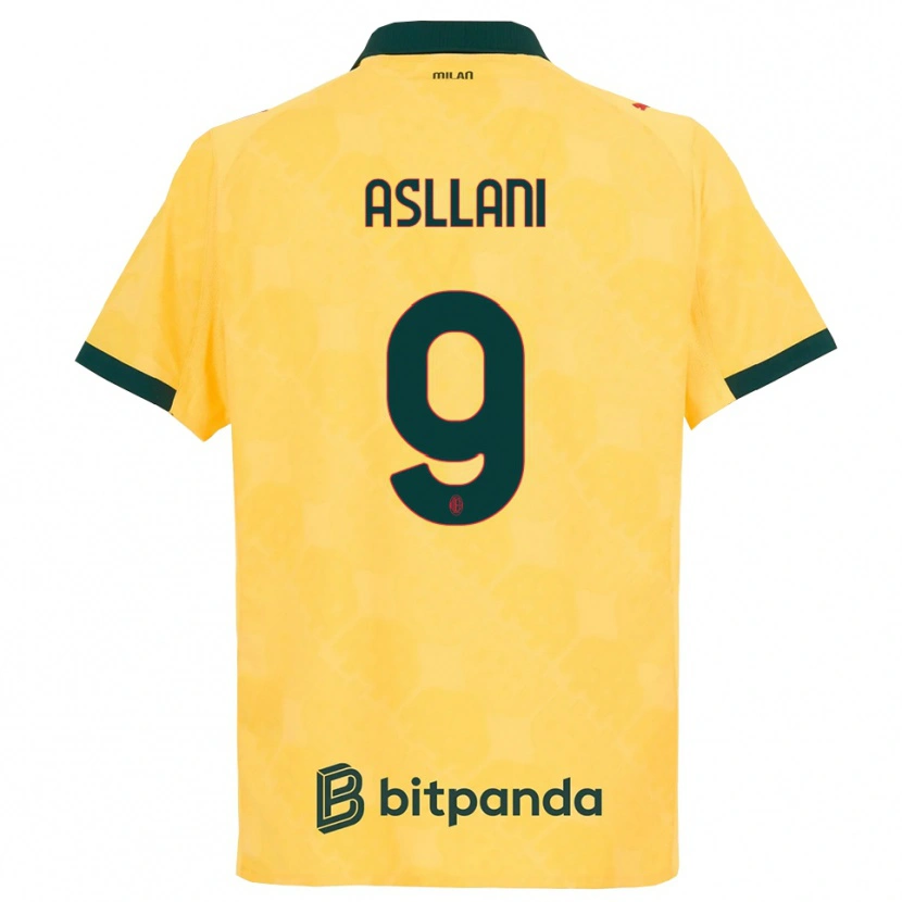 Danxen Niño Camiseta Kosovare Asllani #9 Amarillo Negro Equipación Tercera 2025/26 La Camisa