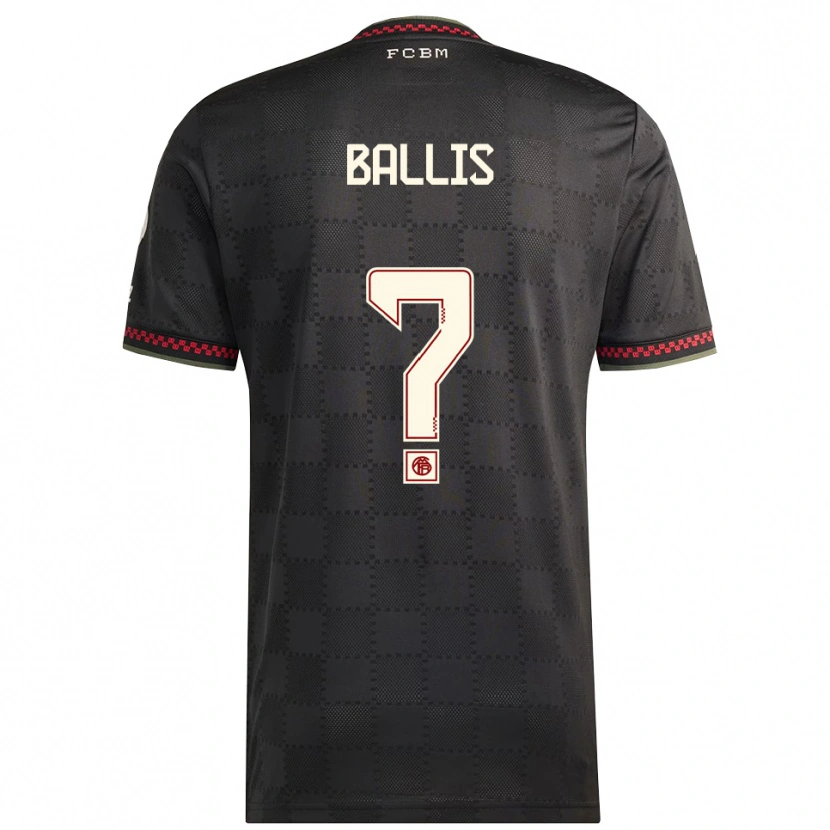 Danxen Niño Camiseta Benjamin Ballis #0 Negro Blanco Equipación Tercera 2025/26 La Camisa