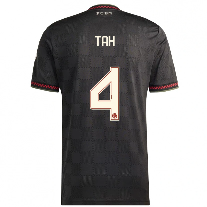 Danxen Niño Camiseta Jonathan Tah #4 Negro Blanco Equipación Tercera 2025/26 La Camisa