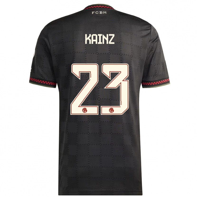 Danxen Niño Camiseta Manuel Kainz #23 Negro Blanco Equipación Tercera 2025/26 La Camisa