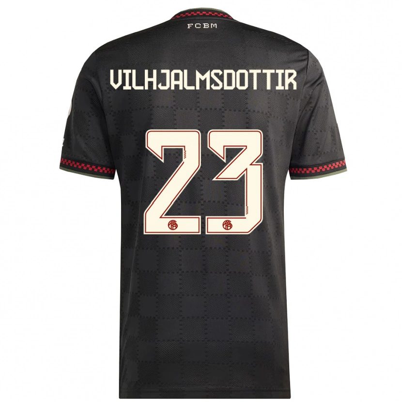 Danxen Niño Camiseta Karolina Lea Vilhjalmsdottir #23 Negro Blanco Equipación Tercera 2025/26 La Camisa