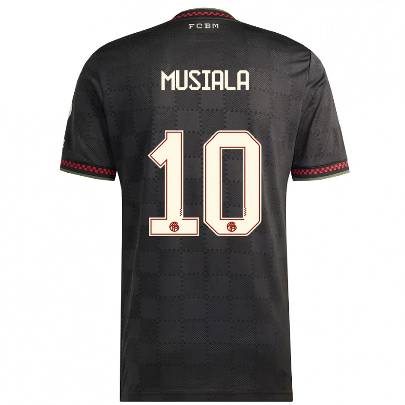 Danxen Niño Camiseta Jamal Musiala #10 Negro Blanco Equipación Tercera 2025/26 La Camisa