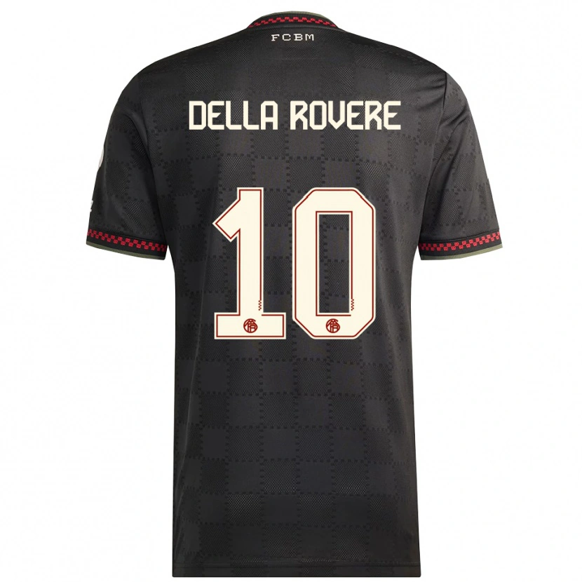 Danxen Niño Camiseta Guido Della Rovere #10 Negro Blanco Equipación Tercera 2025/26 La Camisa